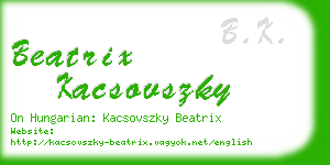 beatrix kacsovszky business card